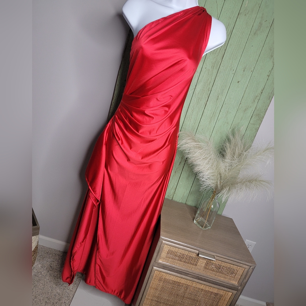 Women's One Shoulder High Split Cocktail Wedding Party Maxi Dress Small